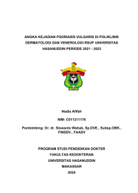 Image of Angka kejadian psoriasis vulgaris di poliklinik dermatologi dan venerologi RSUP Universitas Hasanuddin periode 2021-2023
