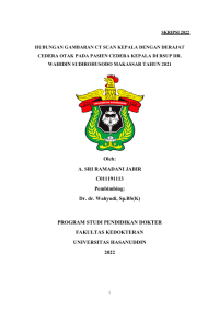 Image of Hubungan gambaran ct scan kepala dengan derajat cedera otak pada pasien cedera kepala di RSUP Dr.Wahidin Sudirohusodo Makassar tahun 2021