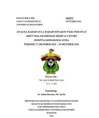 Image of Analisa kadar gula darah sewaktu pada perawat shift malam dikedah medical centre hospital,kedah,malaysia