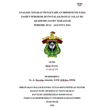Image of Analisa tingkat pengetahuan hipertensi pada pasien perokok di instalasi rawat jalan rs akademis jaury makassar periode juli-agustus 2016