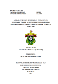 Image of Gambaran tingkat pengetahuan tentang upaya pencegahan primer diabetes mellitus pada pekerja di pejabat kementerian pelajaran malaysia, putrajaya tahun 2016