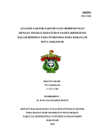 Image of Analisis faktor faktor yang berhubungan dengan tingkat kepatuhan pasien hipertensi dalam berobat pada puskesmas bara baraya di kota makassar