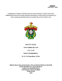 Image of Gambaran tingkat pengetahuan masyarakat umum tentang hipertensi pada rw 08 kelurahan manggala kecamatan manggala kota makassar provinsi sulawesi selatan tahun 2016