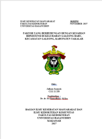 Image of Faktor Yang Berhubungan Dengan Kejadian Hipertensi Di Kelurahan Galeong Baru, Kecamatan Galeong, Kabupaten Takalar