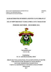 Image of Karakteristik penderita rinitis yang dirawat jalan dipuskesmas  tamalanrea jaya makassar periode oktober-desember 2016