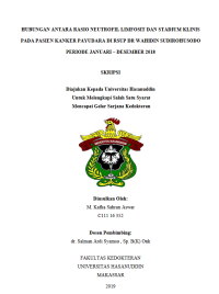 Image of HUBUNGAN ANTARA RASIO NEUTROFIL LIMFOSIT DAN STADIUM KLINIS PADA PASIEN KANKER PAYUDARA DI RSUP DR WAHIDIN SUDIROHUSODO PERIODE JANUARI – DESEMBER 2018