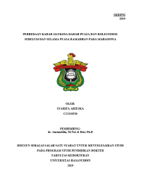 Image of PERBEDAAN KADAR GLUKOSA DARAH PUASA DAN KOLESTEROL SEBELUM DAN SELAMA PUASA RAMADHAN PADA MAHASISWA