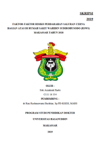 Image of Faktor faktor risiko perdarahan saluran cerna bagian atas di rumah sakit wahidin sudirohusodo (rsws) makassar tahun 2018