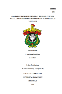Image of Gambaran tingkat ibu hamil tentang preeklampsia di puskesmas bulurokeng kota makassar tahun 2019