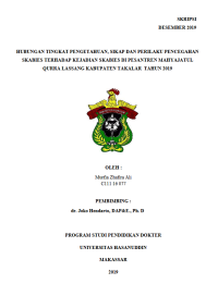 Image of Hubungan tingkat pengetahuan,sikap dan perilaku pencegahan skabies terhadap kejadian skabies di pesantren mahyajatul qurra lassang kabupaten takalar 2019