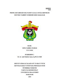 Image of Profil metabolik pada pasien gagal ginjal kronik di rsup dr.wahidin sudirohusodo makassar