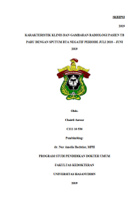 Image of KARAKTERISTIK KLINIS DAN GAMBARAN RADIOLOGI PASIEN TB PARU DENGAN SPUTUM BTA NEGATIF PERIODE JULI 2018 – JUNI 2019