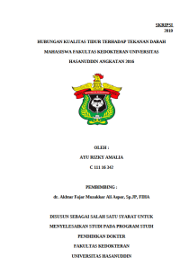 Image of Hubungan kualitas tidur terhadap tekanan darah mahasiswa fakultas kedokteran universitas hasanuddin angkatan 2016