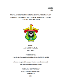 Image of Prevalensi penderita hiperemesis gravidarum yang dirawati inap di rsia siti fatimah makassar periode januari-desember 2018