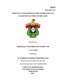 Image of Hubungan kadar hemoglobin murid sekolah dasar dengan prestasi belajar