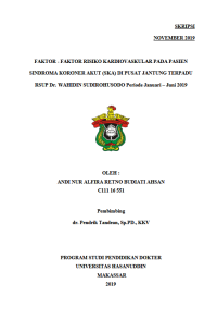 Image of Faktor faktor risiko kardiovaskular pada pasien sindroma koroner akut(ska) di pusat jantung terpadu rsup dr.wahidin sudirohusodo tahun 2019