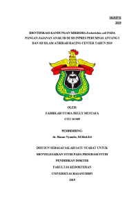 Image of Karakteristik kandungan mikroba escherichia coli pada pangan jajanan anak sd di inpress perumnas antang 1 dan sd islam athirah racing center tahun 2019