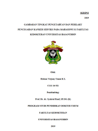Image of Gambaran tingkat pengetahuan dan perilaku pencegahan kanker serviks pada mahasiswi s1 fakultas kedokteran universitas hasanuddin