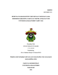 Image of Hubungan kadar kotinin urin dengan umur dan lama merokok mahasiswa fakultas teknik angkatan 2018 universitas hasanuddin tahun 2021