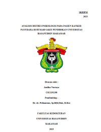 Image of Analisis distres psikologis pada pasien kanker payudara di rumah sakit pendidikan universitas hasanuddin makassar