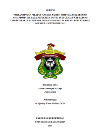 Image of Perbandingan nilai ct antara pasien simptomatik dengan asimptomatik pada penderita covid-19 di gerai swab satgas covid-19 fakultas kedokteran universitas hasanuddin dan periode agustus-september 2021
