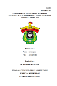 Image of Karakteristik efek samping pemberian kemoterapi pada penderita kanker payudara di rsp unhas tahun 2020