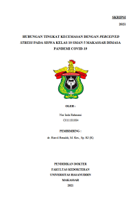 Image of Hubungan tingkat kecemasan dengan perceived stress pada siswa kelas 10 sman 5 makassar di masa pandemi covid-19