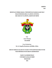 Image of Hubungan indeks massa tubuh dengan kadar asam urat pada penduduk desa ulaweng cinnong, kecamatan ulaweng,kabupaten bone