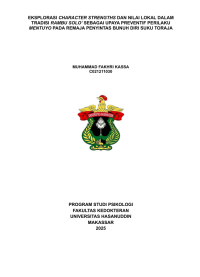 Image of Eksplorasi character strengths dan nilai lokal dalam tradisi rambu solo sebagai upaya preventif perilaku mentuyo pada remaja penyintas bunuh diri suku toraja