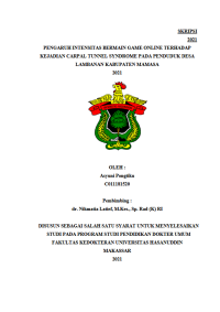 Image of Pengaruh intensitas bermain game online terhadap kejadian carpal tunnel syndrome pada penduduk desa lambanan kabupaten mamasa 2021