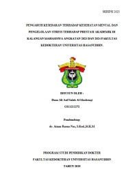 Image of Pengaruh kesadaran terhadap kesehatan mental dan pengelolaan tress terhadap prestasi akademik di kalangan mahasiswa angkatan 2023 dan 2024 fakultas kedokteran universitas hasanuddin