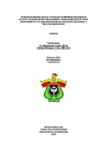Image of Pengaruh makna kerja terhadap komitmen organisasi afektif dengan work engagement sebagai mediator pada karyawan pt pelabuhan indonesia (persero) regional 4 wilayah makassar