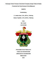 Image of Hubungan antara persepsi attachment orangtua dengan sikap terhadap premarital sex pada remaja di kota Makassar