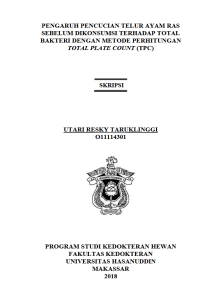 Image of Pengaruh pencucian telur ayam ras sebelum dikonsumsi terhadap total bakteri dengan metode perhitungan total plate count(tpc)