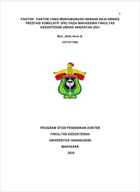 Image of Faktor - faktor yang berhubungan dengan nilai indeks prestasi kumulatif (IPK) pada mahasiswa FK Unhas angkatan 2021