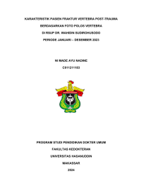 Image of Karakteristik pasien fraktur vertebra post trauma berdasarkan foto polos vertebra di RSUP DR. Wahidin Sudirohusodo perode Januari-Desember 2023