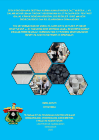 Image of Efek penggunaan ekstrak kurma ajwa (phoenix dactylifera l) 4% dalam menurunkan tingkat kekeringan kulit pada pasien penyakit ginjal kronik dengan hermodialisis reguler di rs wahidin sudirohusodo dan rs jejaringnya di makassar