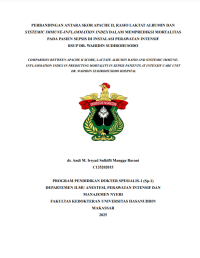 Image of Perbandingan antara skor apache II,rasio laktat albumin dan systemic immune-inflammation index dalam memprediksi mortalitas pada pasien sepsis di instalasi perawatan insentif rsup dr. wahidin sudirohusodo