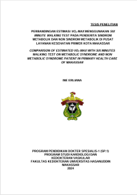 Image of perbandingan estimasi vo2 max menggunakan six minute walking test pada penderita sindrom metabolik dan non sindrom metabolik di pusat layanan kesehatan primer kota makassar