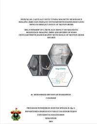Image of Hubungan cartilage defect pada magnetic resonance imaging (mri) dan derajat osteoartritis radiografi genu dengan derajat range of motion (rom)a