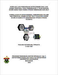 Image of Korelasi luaas pendarahan intracerebri dan luas edema perifokal pada pemeriksaan ct scan dengan score nihss pada pasien stroke hemoragik sub akut