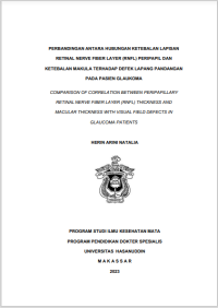Image of Perbandingan antara hubungan ketebalan lapisan retinal nerve  fiber layer (rnfl) peripapil dan ketebalan makula terhadap defek lapangan pandangan pada pasien glaukoma
