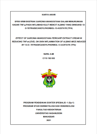 Image of eefek krim ekstrak garcinia mangostana dalam menurunkan kadar tnf-a pada inflamasi kulit mencit albino yang diinduksi 12-o-tetradecanoylphorbol-13-acetate(tpa)