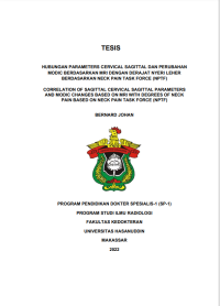 Image of Hubungan parameters cervical sagittal dan perubahan modic berdasarkan mri dengan derajat nyeri leher berdasarkan neck paint task force (nptf)