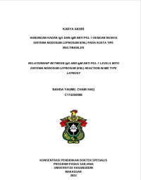 Image of Hubungan kadar igG dan IgM anti pgl-1 dengan reaksi eritema nodosum leprosum (enl) pada kusta tipe multibasiler