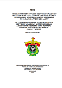 Image of Korelasi apparent diffusion coefficient value grey matter pada mri kepala dengan gangguan kognitif menggunakan montreal cognitive assesment (moca ina) pada pasien usia lanjut