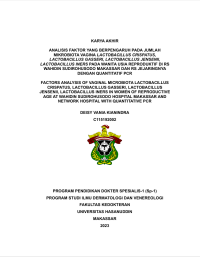 Image of Analisis faktor yang berpengaruh pada jumlah mikrobiota vagina lactobacillus crispatus, lactobacillus gasseri,lactobacillus jensenii,lactobacillus iners pada wanita usia reproduktif di rs wahidin sudirohusodo dan rs jejaringnya dengan quantitatif pcr