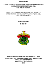 Image of Kadar gen parkinson-2 (park-2) pada serum penderita kusta tipe multibasiler (mb),enl,dan orang normal