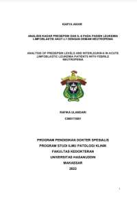 Image of Analisi kadar presepsin dan il-6 pada pasien leukemia limfoblastik akut-l1 dengan demam neutropenia