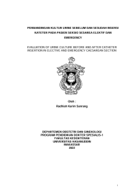 Image of Perbandingan kultur urine sebelum dan sesudah insersi kateter pada pasien seksio sesarea elektif dan emergency